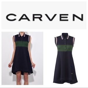 Carven Abyss Lace-up Cotton Mini Polo Dress